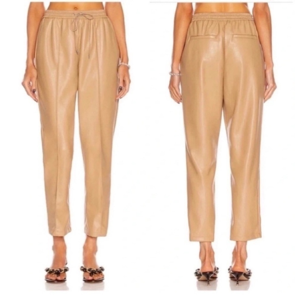 NWT Jonathan Simkhai Tay Vegan Leather Jogger Pants Camel